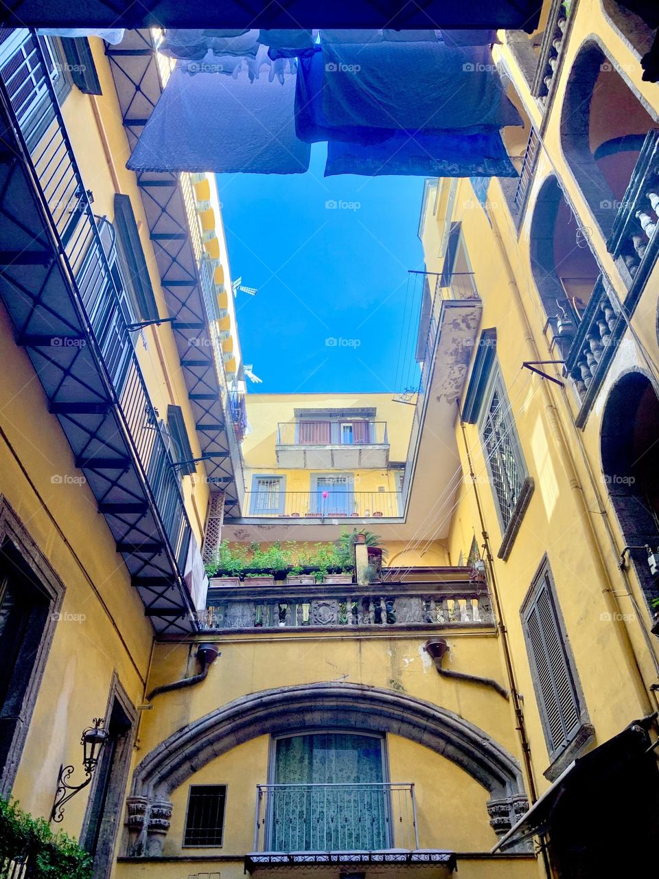 Yellow building Napoli Italy 