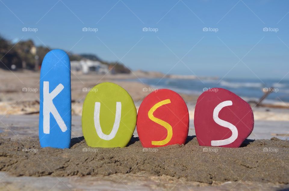 Kuss, german kiss on colourful stones