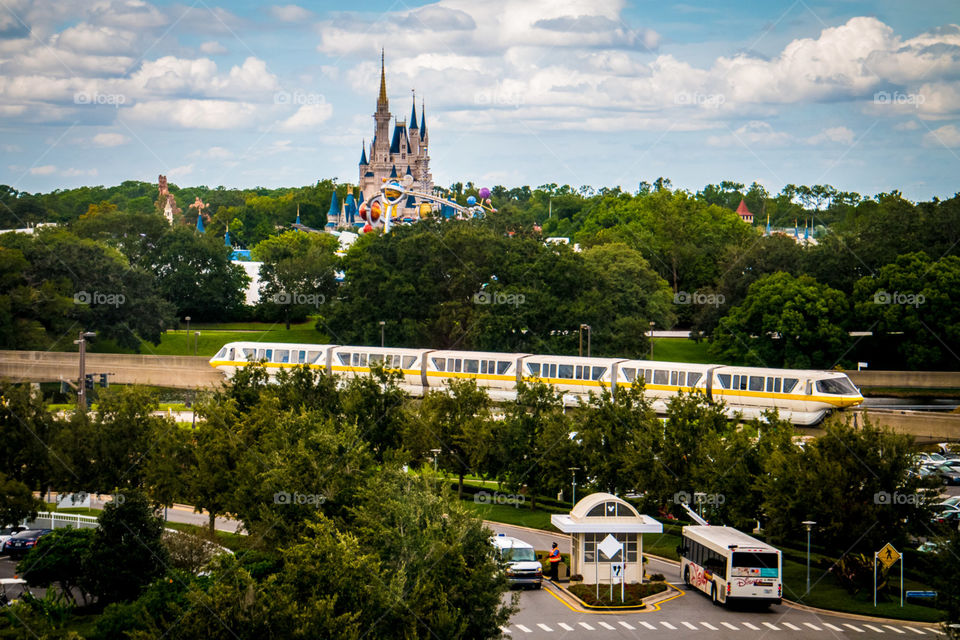 Walt Disney World Cinderella's Castle and Monorail