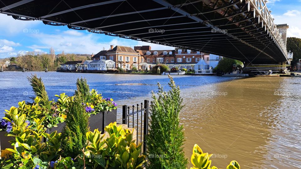 View from under the suspension bridge