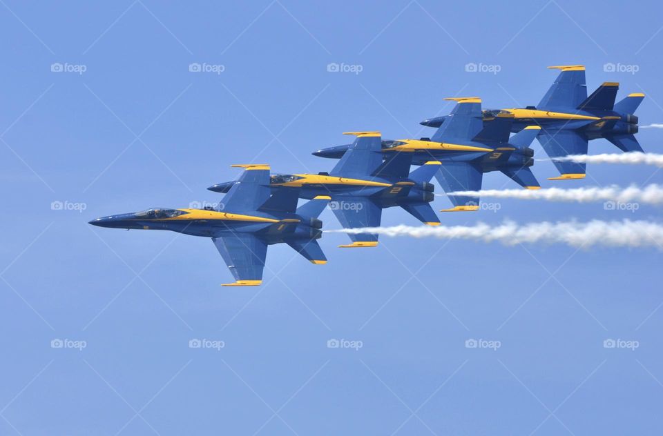 Blue Angels flying in an air show