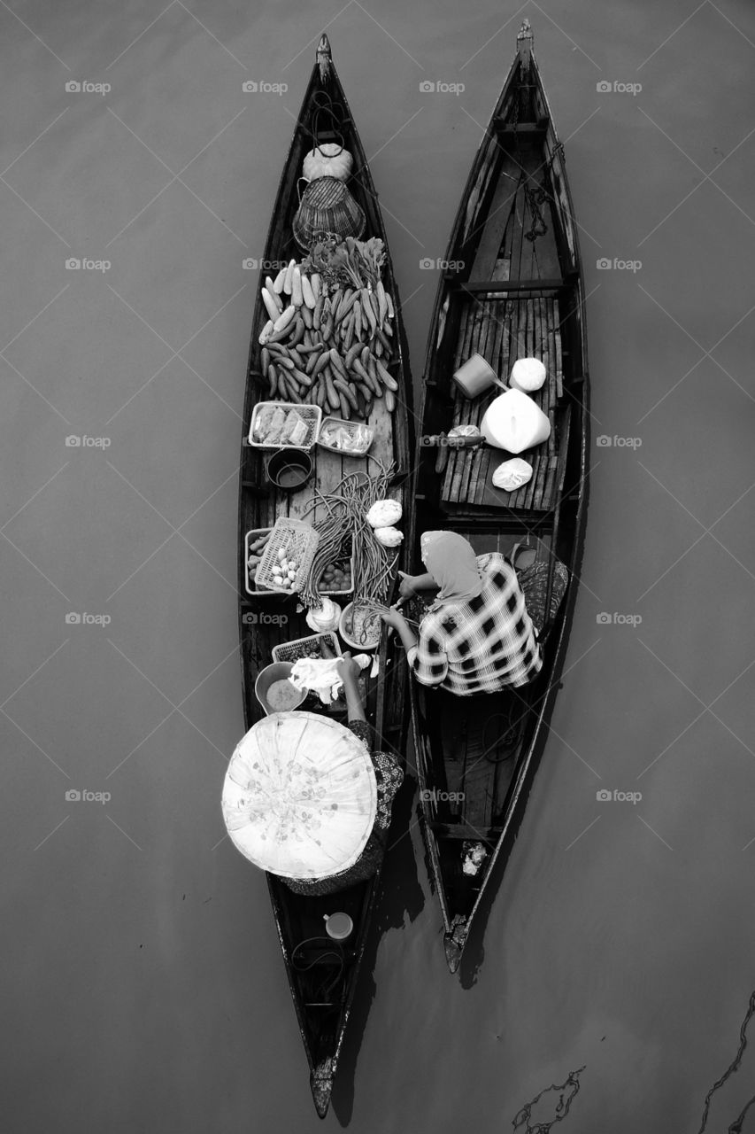 Daily morning at Lok Baintan Floating Market, South Kalimantan, Indonesia.