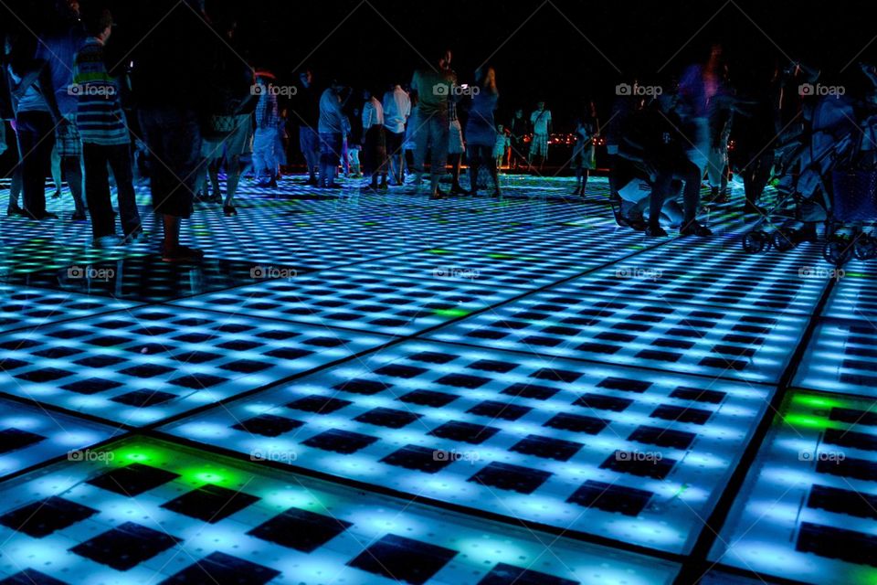 Solar panels as a dance floor at night in crotia