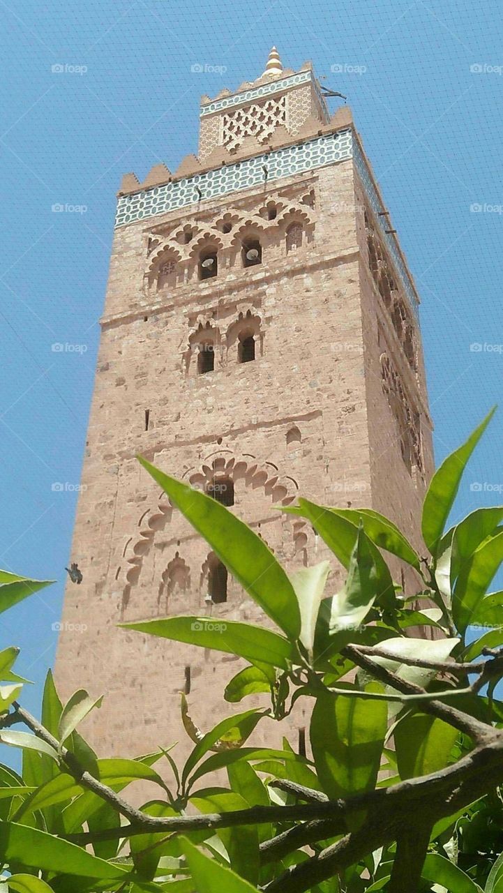 Beautiful architecture:  minaret of kotoubia  mosque at marrakech city in Morocco.