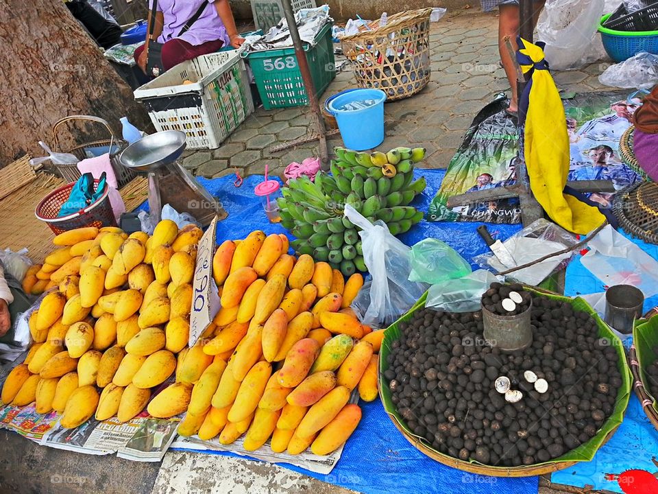 Local Sunday market with fresh fruit and veggie