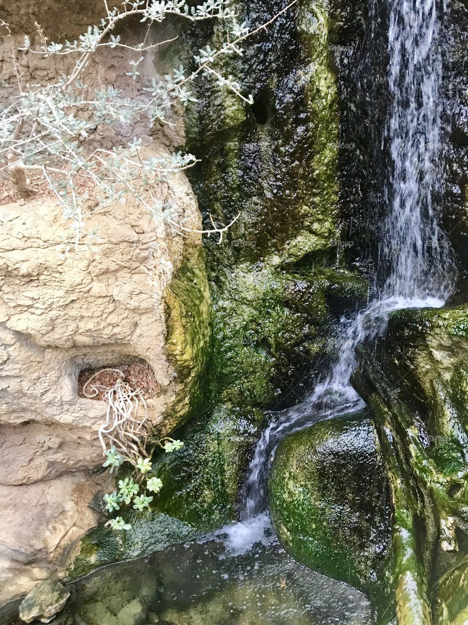 A waterfall in the desert area. 