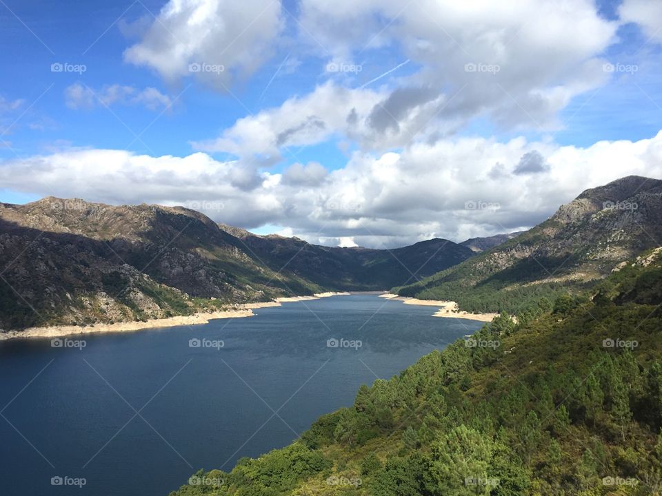 Magnificent artificial lake in Peneda-Gerês national park in Portugal 