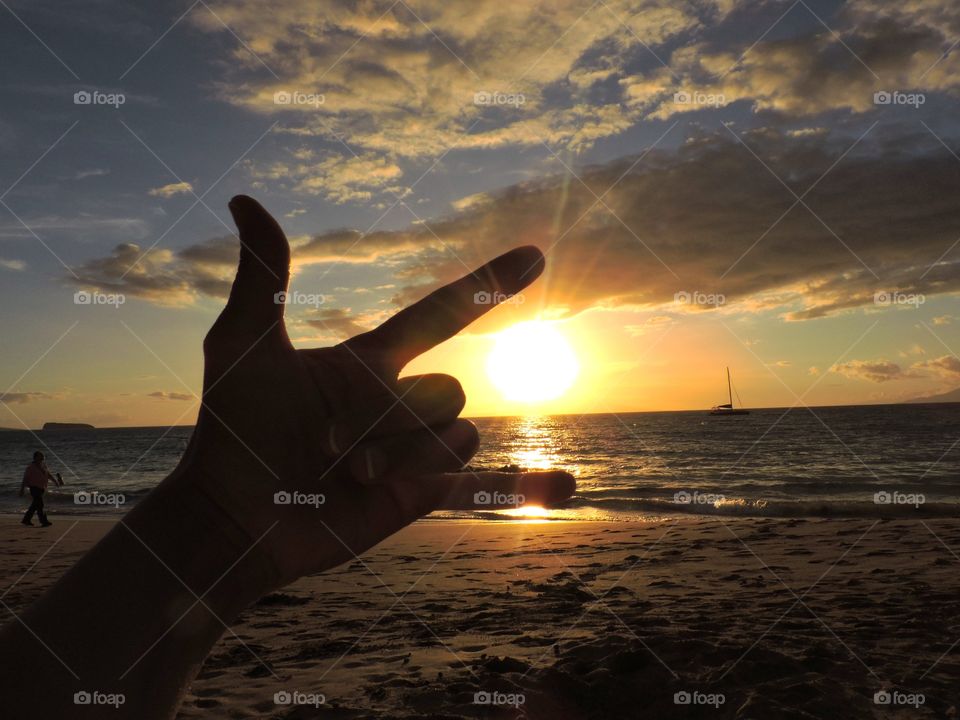 I love you at the golden hour!. I love you IN American Sign Language says it all on a beautiful evening on the beach in Maui!