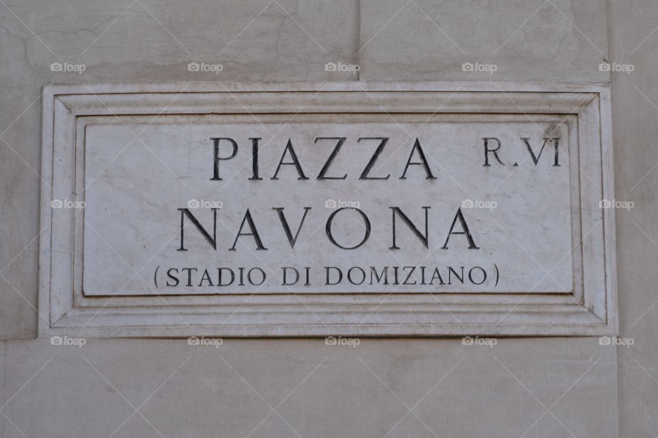 Piazza Navona, marble plate, Rome, Italy