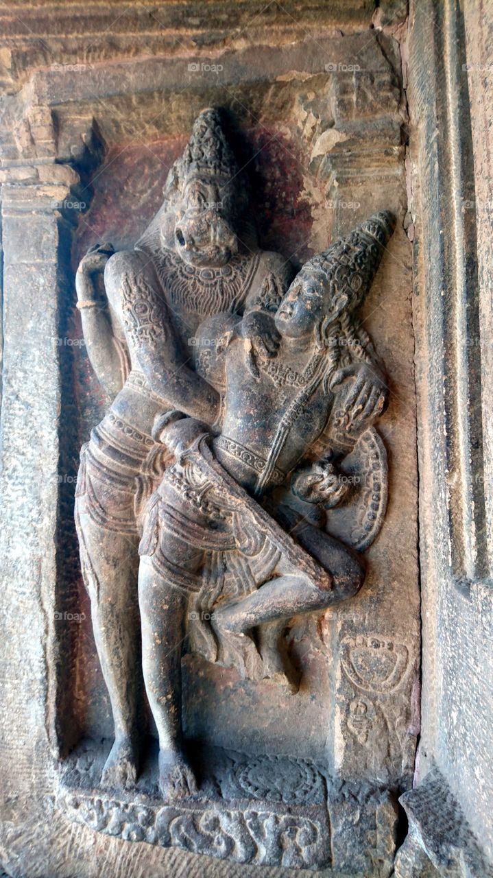 Pattadakal - Lord Narasimha killing the demon Hiranya Kashipu  - the fear in Hiranya Kashipu face is beautifully expressed