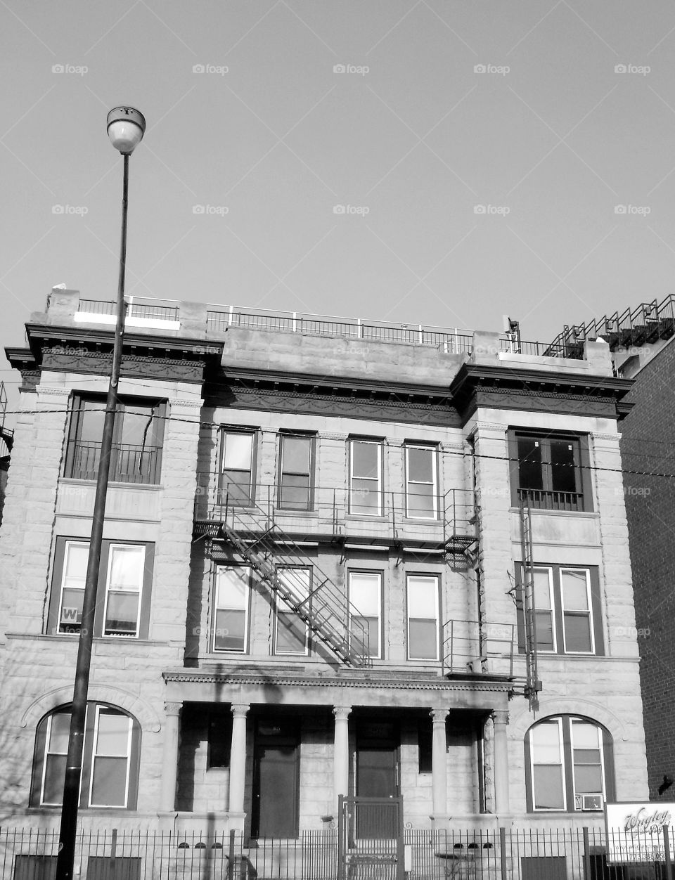 Vintage Chicago row house. Townhouse across from Wrigley field in Chicago.
