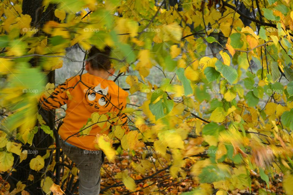 child in autumn fall