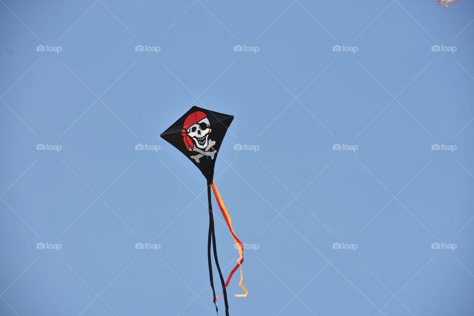 Pirate kite in the sky.