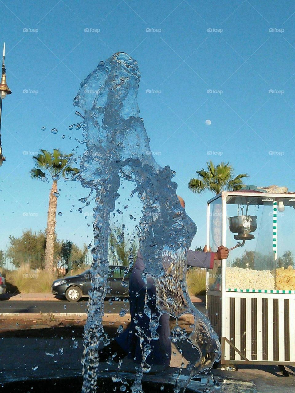 Beautiful fountain in a street at marrakech city in Morocco