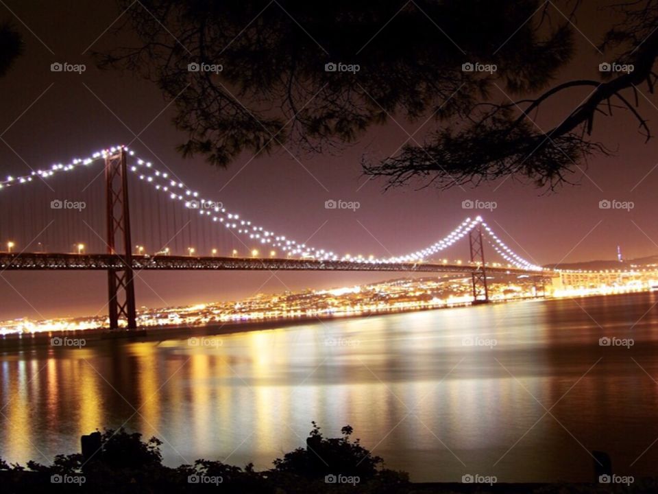 City and Bridge by Night, Evening Lights in the city 