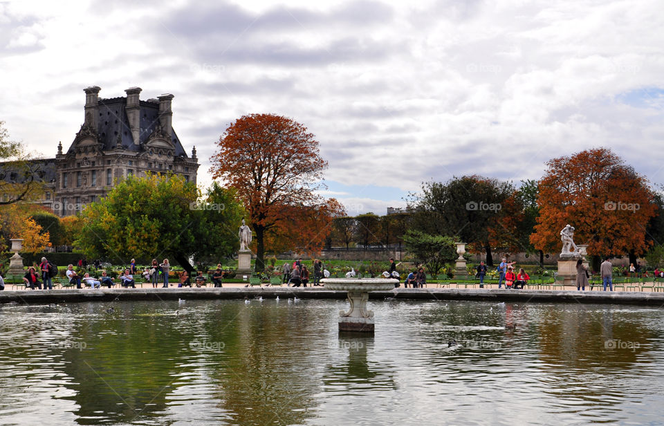 Fountain in Paris garden 