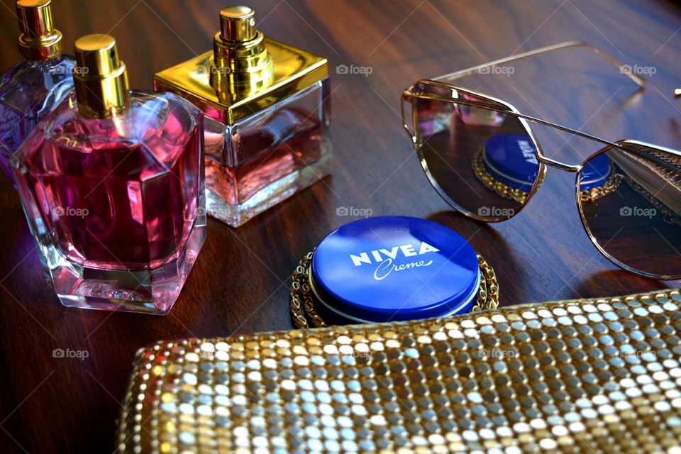 Nivea cream and female accessories love Nivea brand