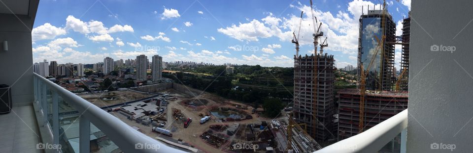 Panoramic View Construction. A panoramic view of a construction site in Sao Paulo, Brazil.