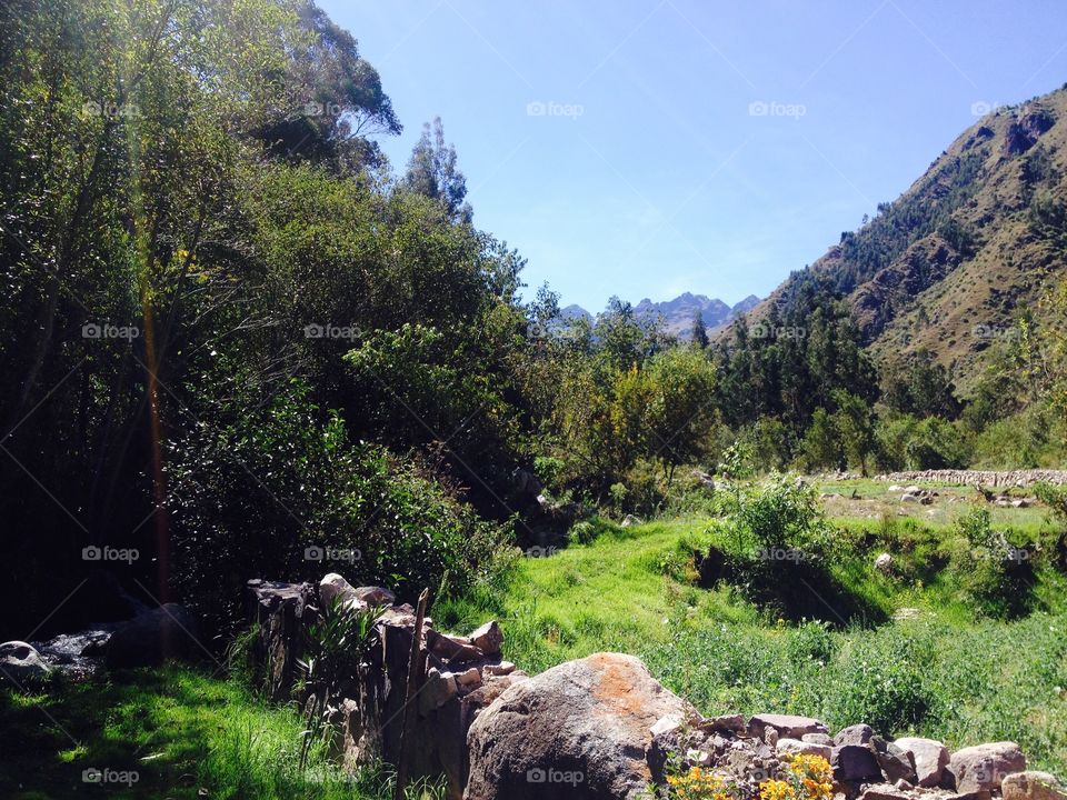 A scenic landscape in Urubamba, Peru  