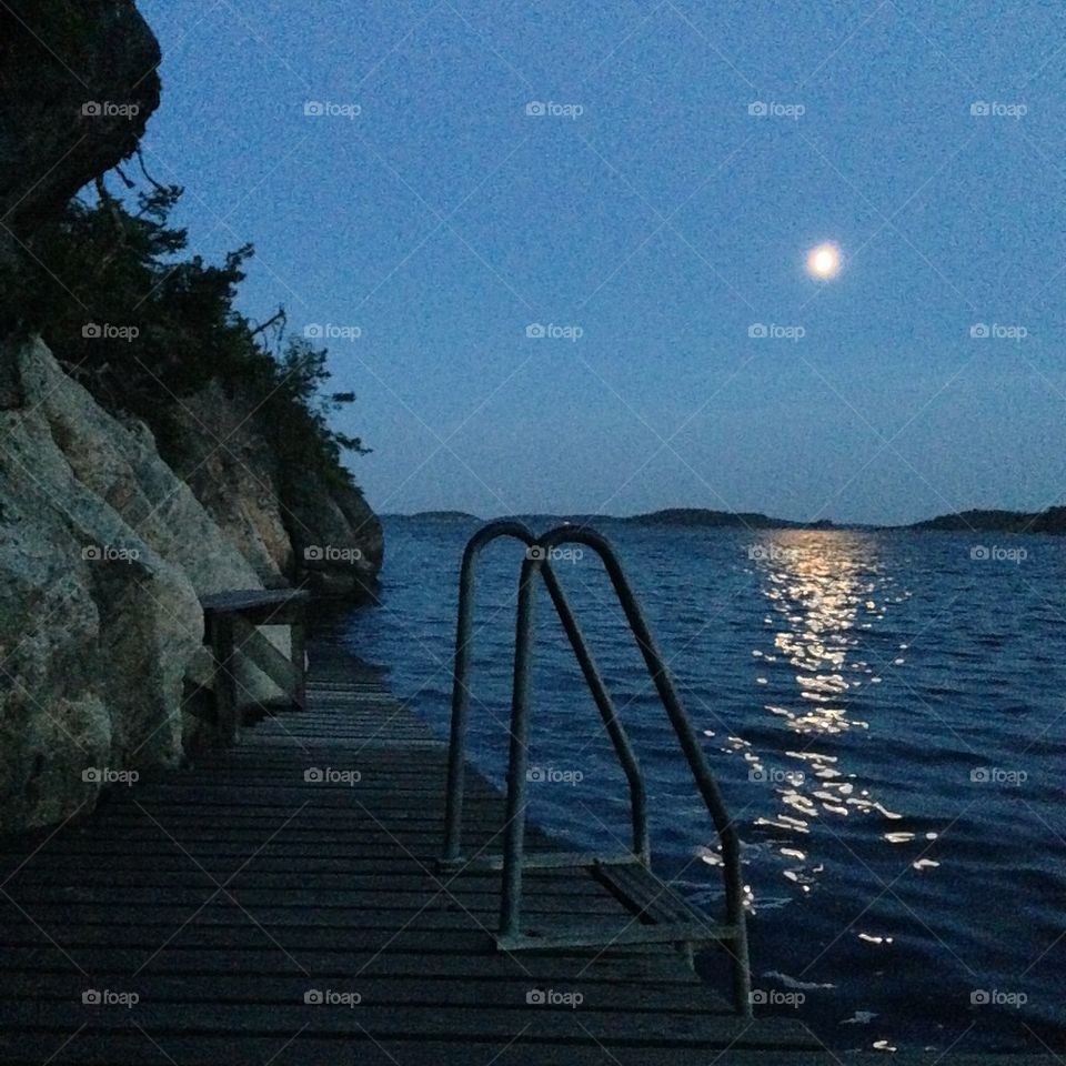Moonrise at private dock