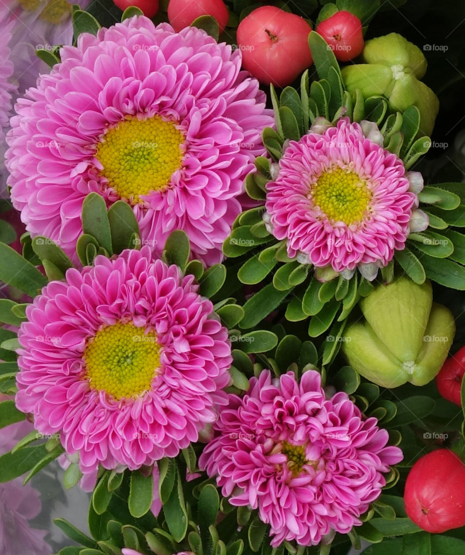pink and yellow flowers. Bouquet