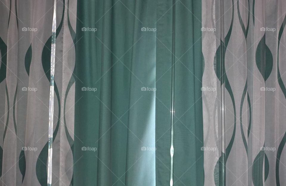 Green & White Curtains