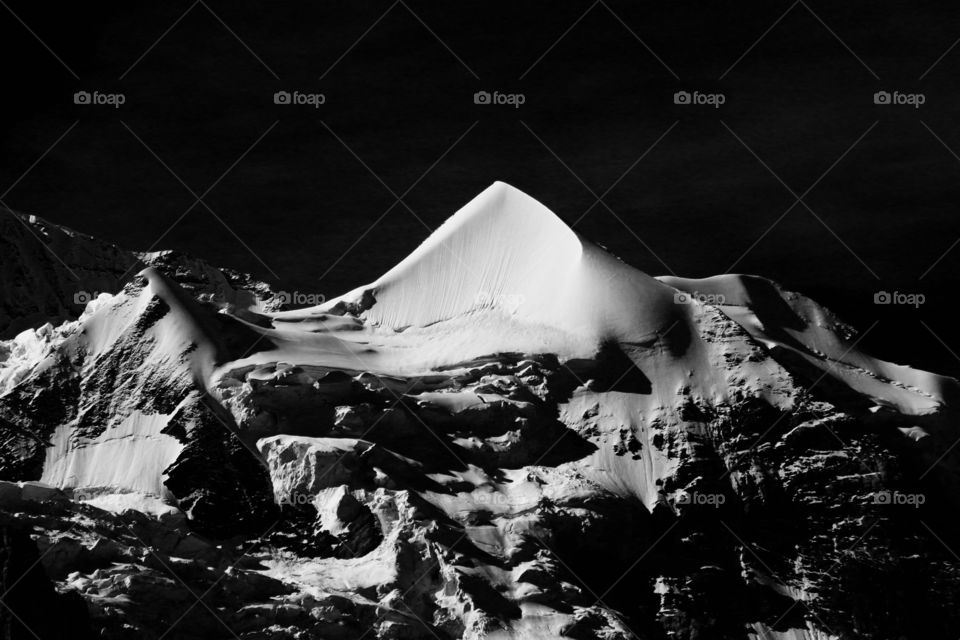 Black and white shot of the Silberhorn peak, Switzerland! 