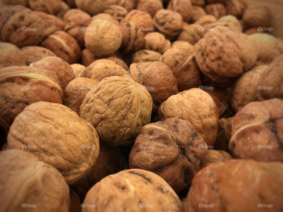 Pile of walnuts ready for sale