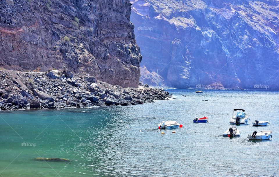 boats at the atlantic ocean coast on la gomera canary island in Spain