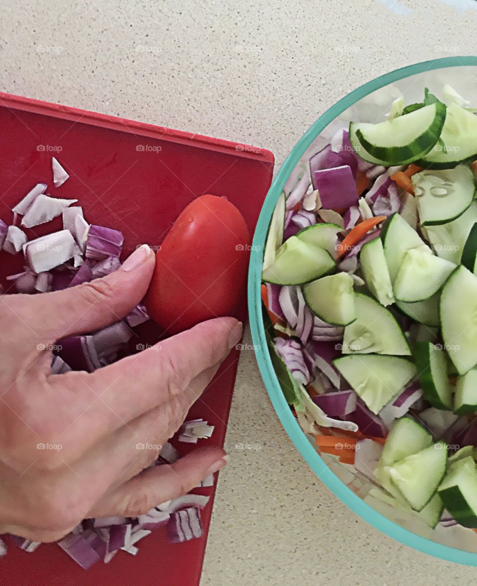 Fresh salad preparation 