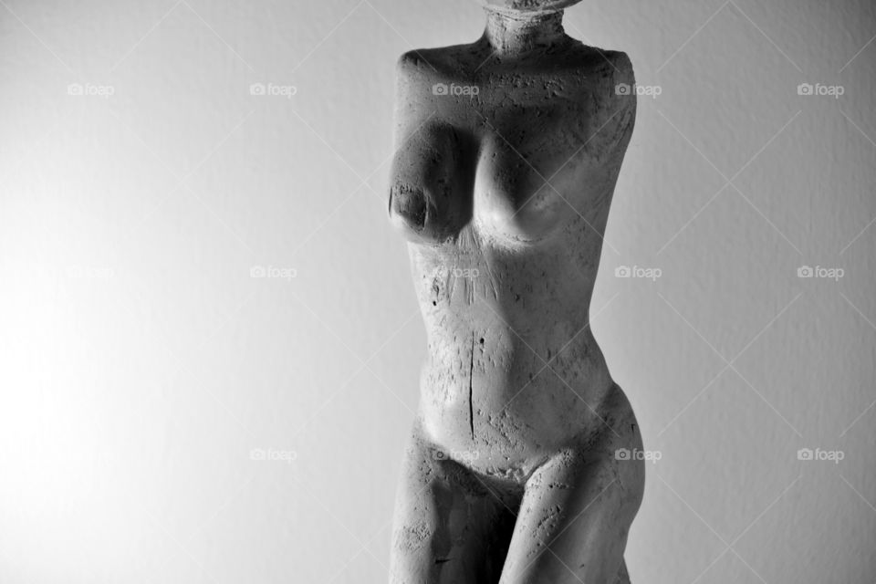 naked body of a woman, wood carving