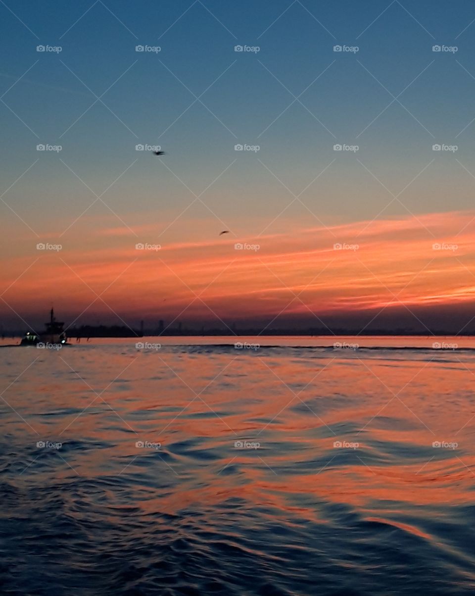 sunset in Venice laguna