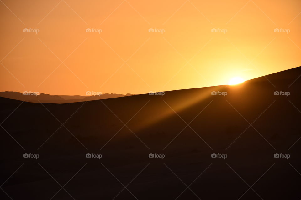Sunset at Sahara desert, Morroco