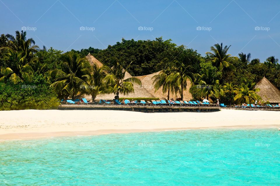 View of beach, Kuredu, Maldives