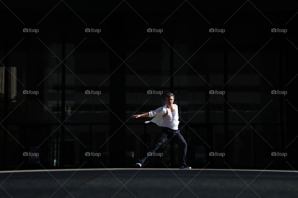 Man dancing outdoors