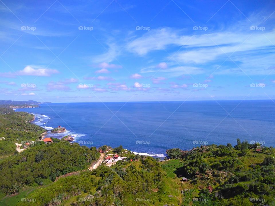 views of the hills and the sea from the lighthouse