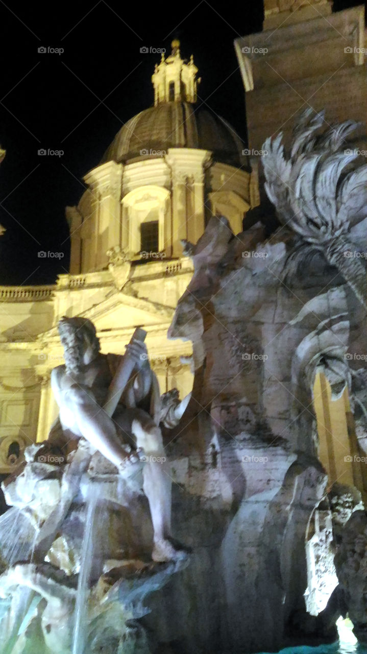 detail of the Fountain of the four rivers Piazza Navona