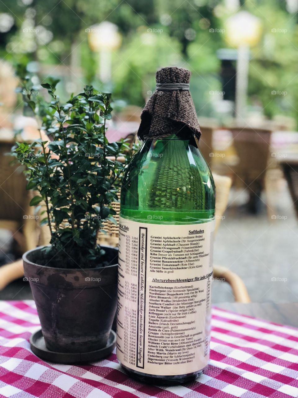 Menu in a bottle