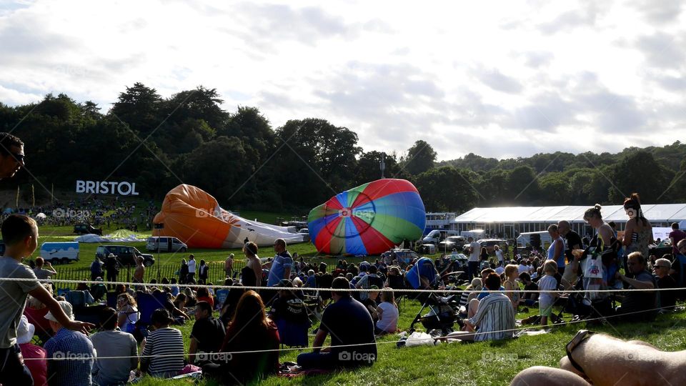 Crowd during hot balloons festival Bristol 