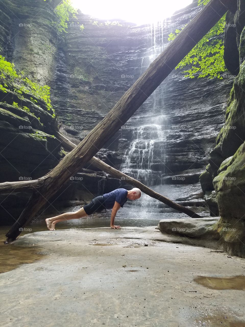 push ups at waterfall