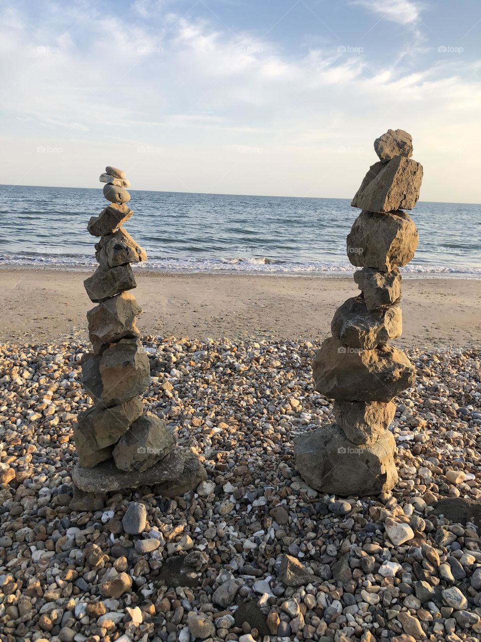 Stones towers on the beach