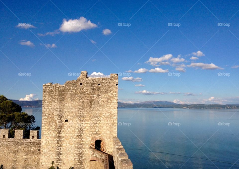 Trasimeno lake. photo taken from the castle of Castiglione del lago