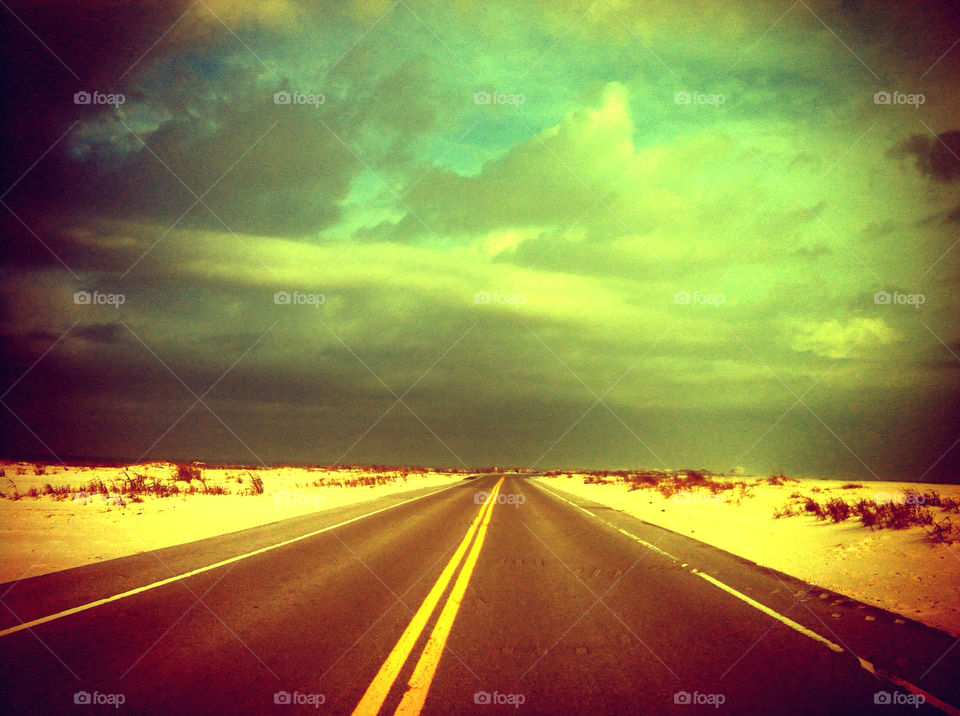 Infinite road with dunes