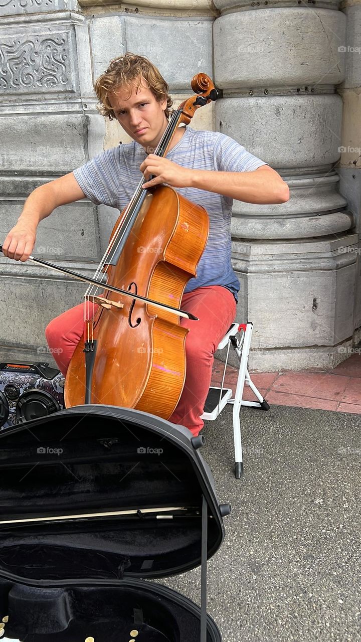 Plying music in the street 