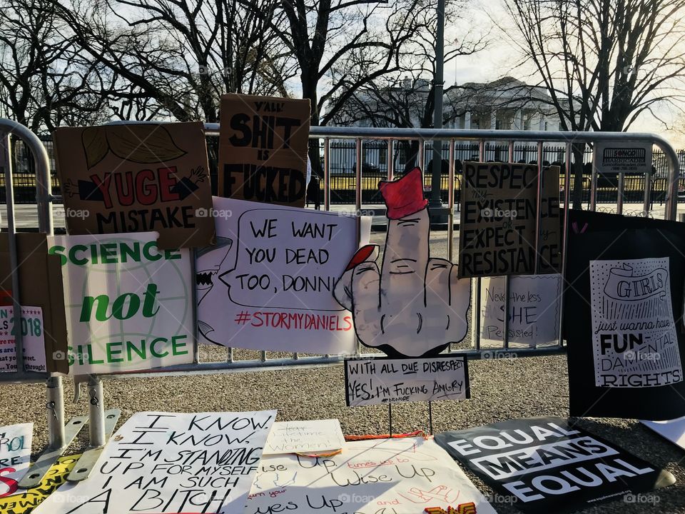 2018 Women’s March of protest signs on Washington DC