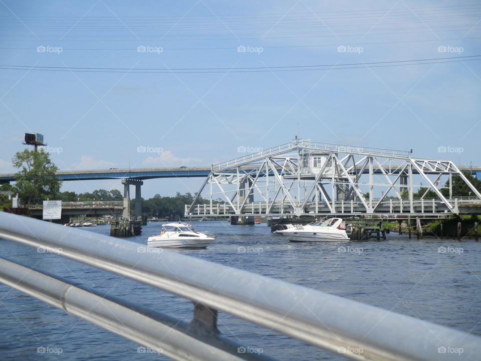 going past a swing bridge