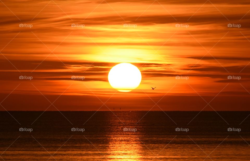 Sunrise over the baltic sea in gdynia, poland