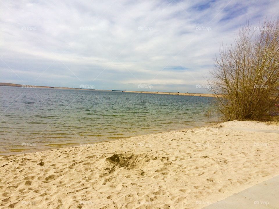 Beach at reservoir in Colorado
