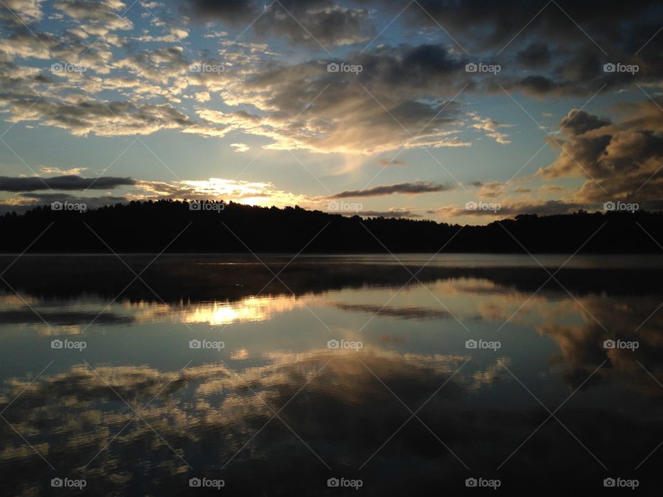 Sunrise over the lake in Poland 