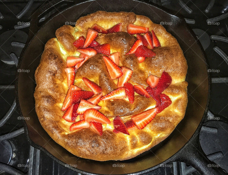 Dutch baby with lemon tossed strawberries...